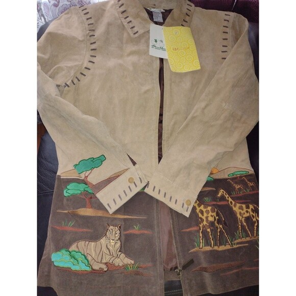 Vintage Quaker Factory Safari  Elephant Suede Leather Jacket New with tags! - Picture 1 of 7